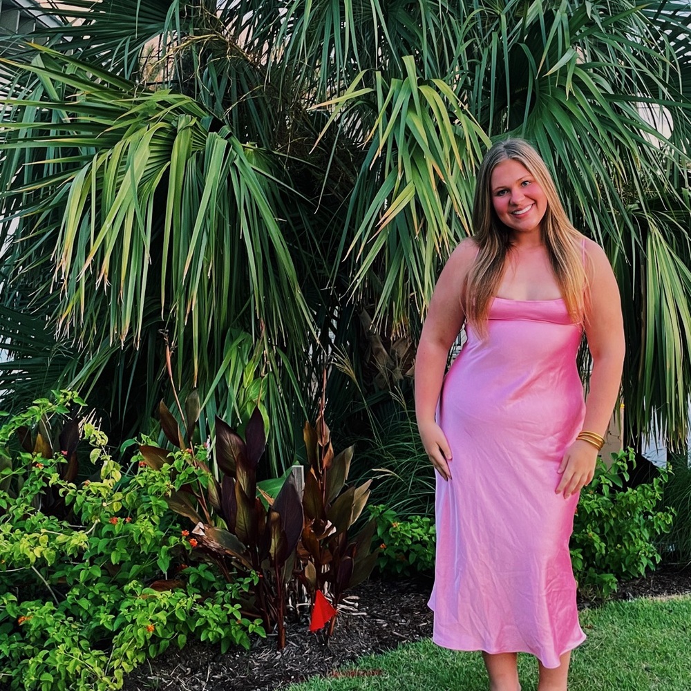 ZARA pink viral midi dress